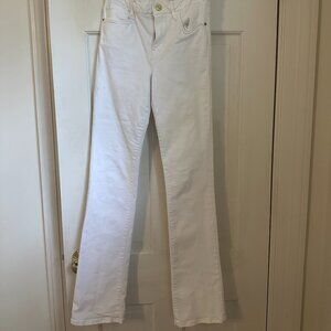 frame le mini boot white skinny flare mid rise jeans